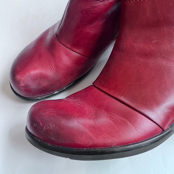 Fly London Boho Red Leather Ankle Boots Booties Size EUR 41 US 10-10.5 - Picture 3 of 10